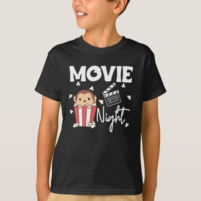 Camiseta Película de Mono Popcorn Noche Películas de monos  (Anverso)