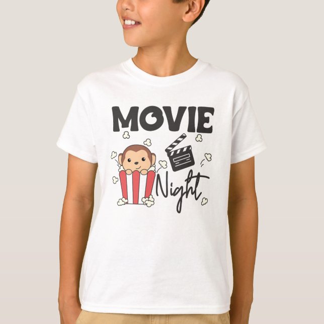 Camiseta Película de Mono Popcorn Noche Películas de monos  (Anverso)