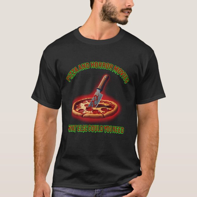 Camiseta Película de Pizza y Horror (Anverso)