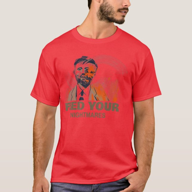 Camiseta Película de Terror Glitch Cara de Diablo Alimenta  (Anverso)