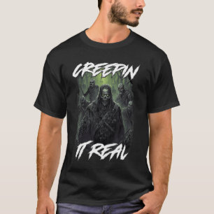 Camiseta Película de terror retro de Halloween Zombies Cree