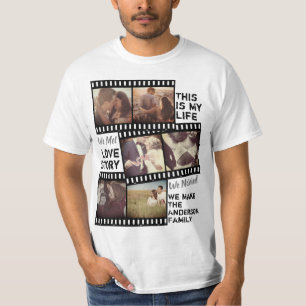 Camiseta película fotográfica y texto personalizados