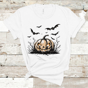 Camiseta Película malvada de calabaza y murciélagos saboreó