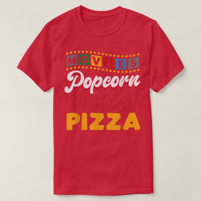 Camiseta Película Pizza Viendo El Popcorn Atractivo  (Diseño del anverso)