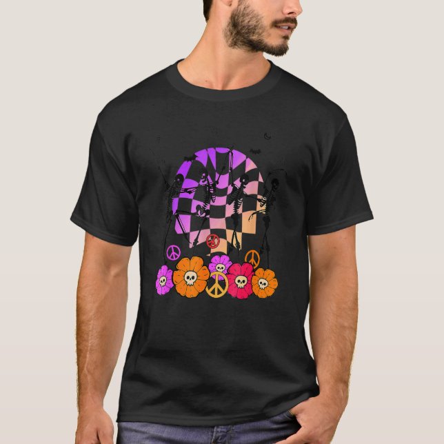 Camiseta Película retro Halloween Baile Skeleton Retro Cae  (Anverso)