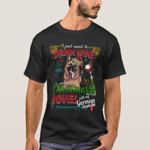 Camiseta Películas De Beber Vino Ver Navidades Con Mi Alemá