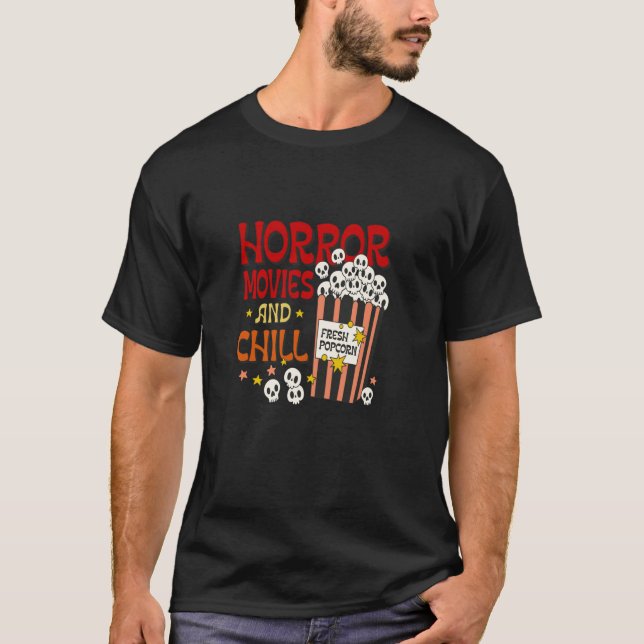 Camiseta Películas de horror y cráneo de calabaza graciosa  (Anverso)
