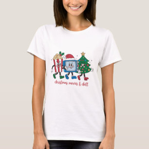 Camiseta Películas de palomitas, telly, árboles, Navidades