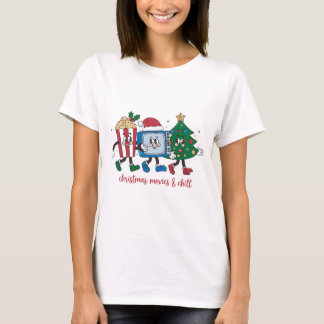 Camiseta Películas de palomitas, telly, árboles, Navidades 