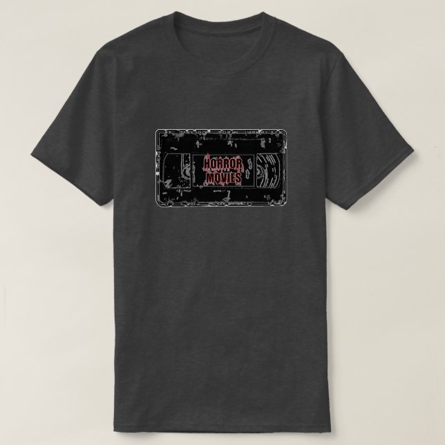 Camiseta Películas de terror - Vídeo Cassette negro sobre n (Diseño del anverso)