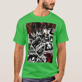 Camiseta Películas de terror vintage collage negro blanco s