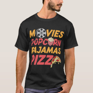 Camiseta Películas Popcorn Pajamas Pizza Funny