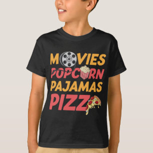 Camiseta Películas Popcorn Pajamas Pizza Funny