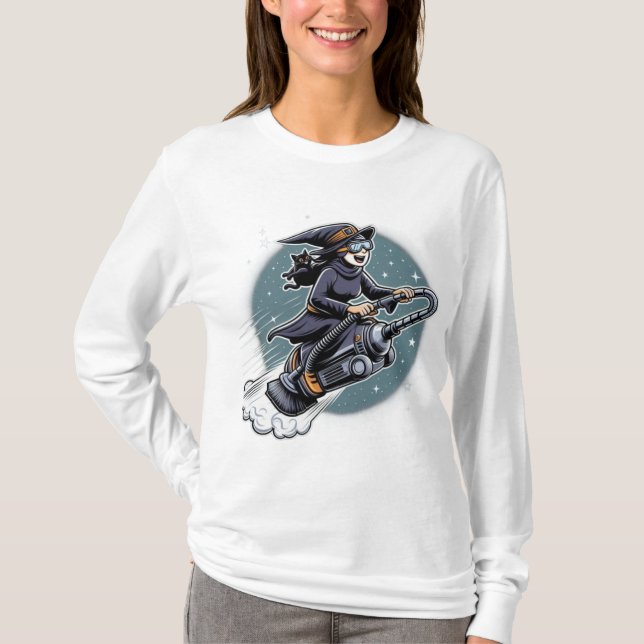 Camiseta Películas y velocidad: ¡Bruja de Halloween en un p (Anverso)