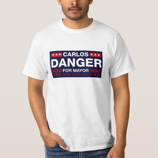 Camiseta Peligro de Carlos para el alcalde de NYC (Anverso)