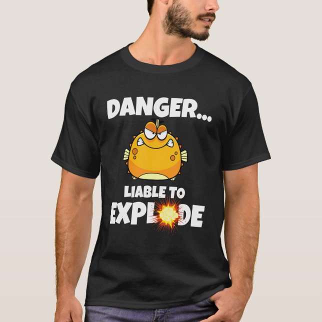 Camiseta Peligro De Pescado Flútero Que Puede Explotar Pesc (Anverso)