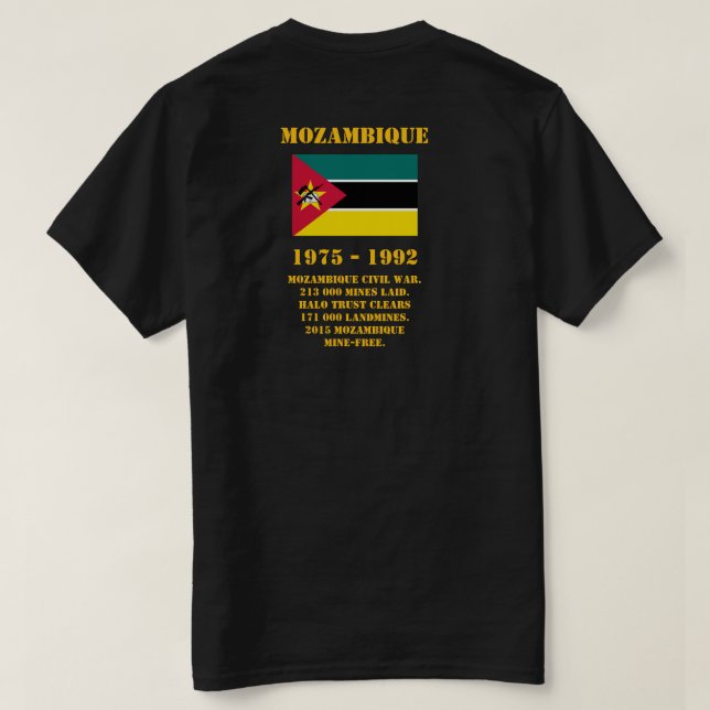 Camiseta Peligro Minas, Mozambique (Reverso del diseño)