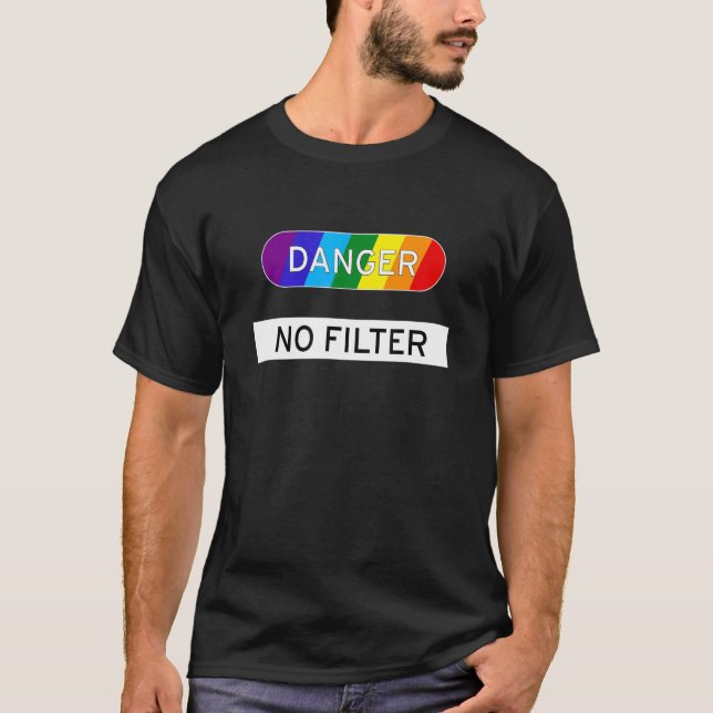 Camiseta Peligro sin filtro Lgbtqia Arcoiris (Anverso)