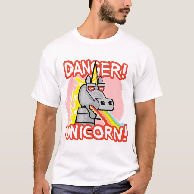 Camiseta ¡Peligro! ¡Unicornio! (Anverso)