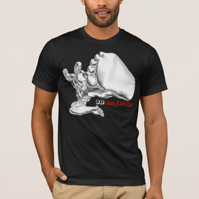 camiseta peligrosa del combatiente del cromo 3D (Anverso)