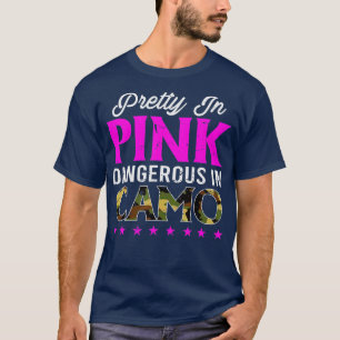 Camiseta Peligroso rosa bonito en afición a la caza de camo