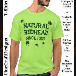 Camiseta pelirroja irlandesa, pelo rojo, Personalizado, Fie