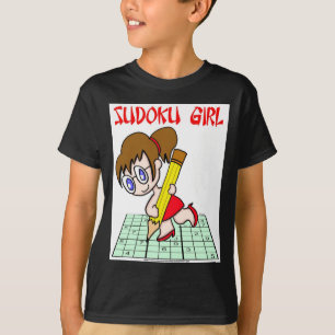 Camiseta Pelo de Brown del chica de Sudoku