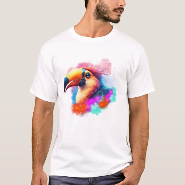Camiseta Pelo de color pájaro tucano (Anverso)