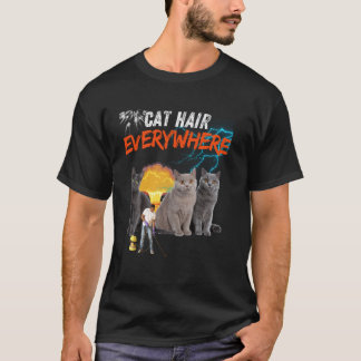 Camiseta Pelo de gato por todas partes, diseño divertido de