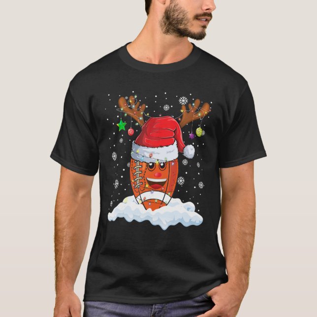 Camiseta Pelota de fútbol Santa Hat Reindeer Feliz Navidad  (Anverso)