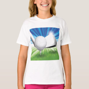Camiseta Pelota de Golf en Tee con Palo de Golf Driver