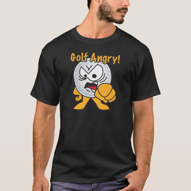 Camiseta Pelota de golf enojada del dibujo animado del golf (Anverso)