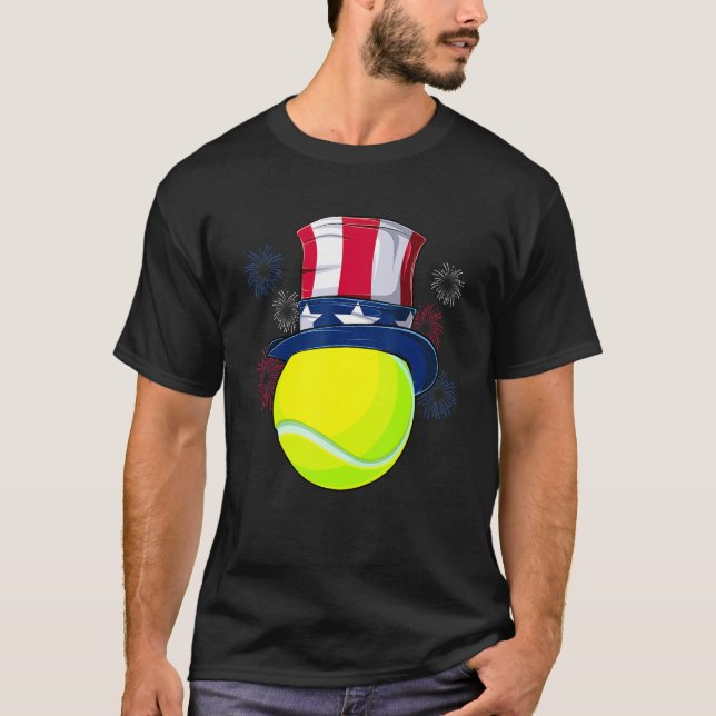 Camiseta Pelota De Tenis Y Tío Sam Gorra Bandera Estadounid (Anverso)