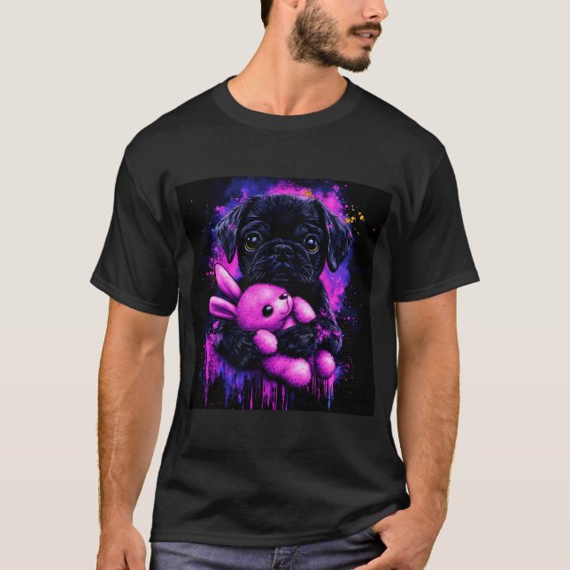 Camiseta Peluche Pug Negro Amor (Anverso)