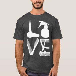 Camiseta Peluquería Amor Secador de pelo Tijeras Barber Hai