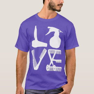 Camiseta Peluquería Amor Secador de pelo Tijeras Barber Hai