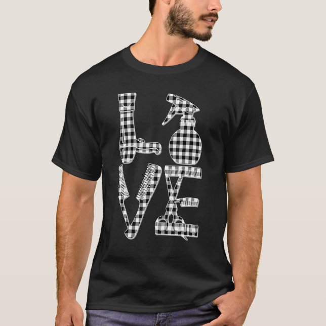 Camiseta Peluquería Amor Secador de pelo Tijeras Barber Hai (Anverso)