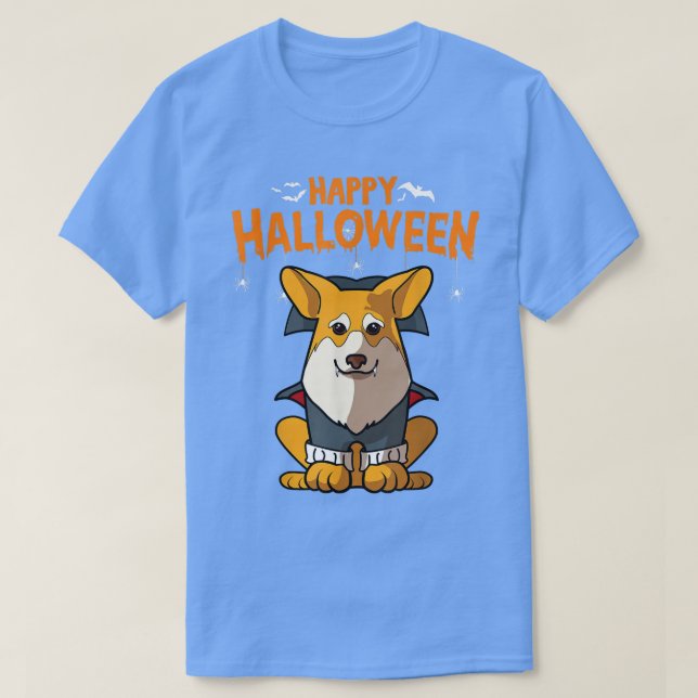 Camiseta Pembroke Corgi Perro Halloween Costume Vampiro Dra (Diseño del anverso)