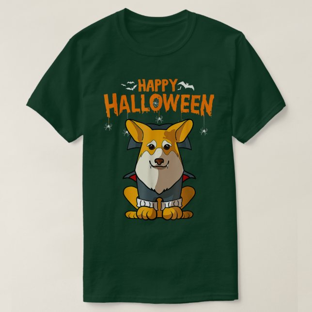 Camiseta Pembroke Corgi Perro Halloween Costume Vampiro Dra (Diseño del anverso)