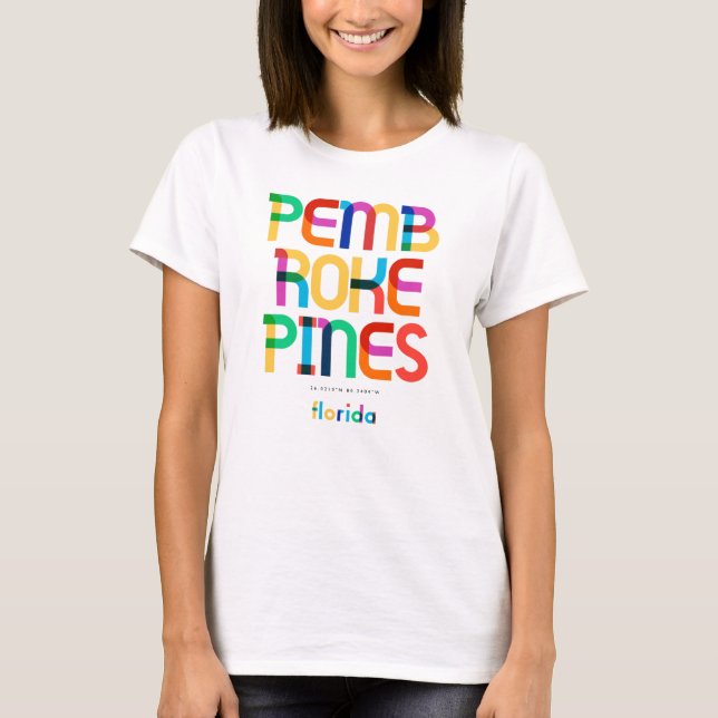 Camiseta Pembroke Pines Florida Mid Century, Pop Art, (Anverso)