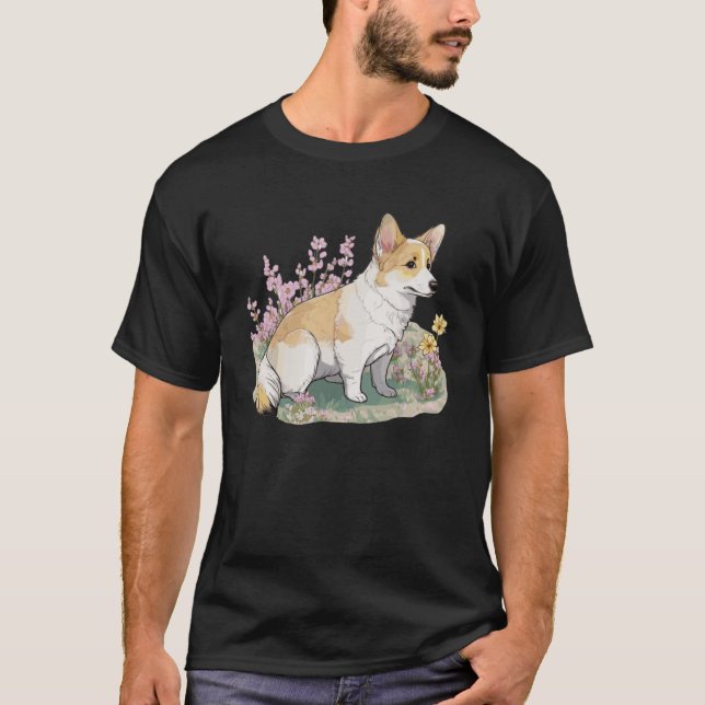 Camiseta Pembroke Welsh Corgi Cerezo Blossom Perro Raza Jap (Anverso)