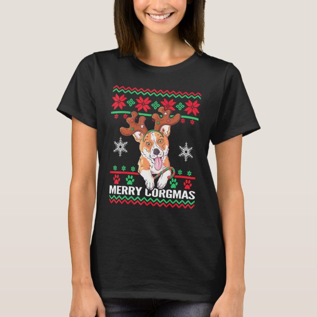 Camiseta Pembroke Welsh Corgi feo de Navidad (Anverso)