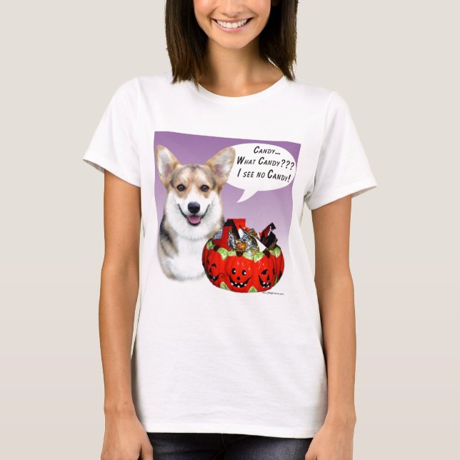 Camiseta Pembroke Welsh Corgi Halloween Candy (Anverso)