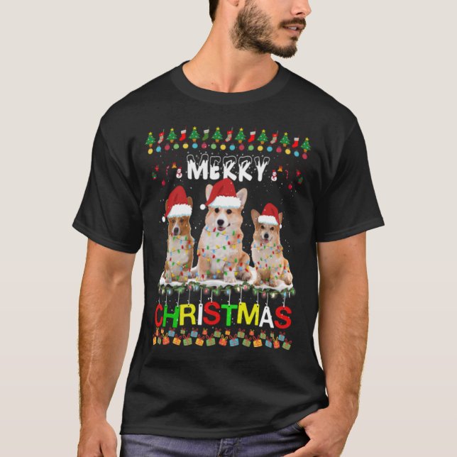 Camiseta Pembroke Welsh Corgi Navidad Árbol de navidad navi (Anverso)