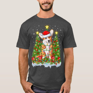 Camiseta Pembroke Welsh Corgi Perro iluminando el árbol de 