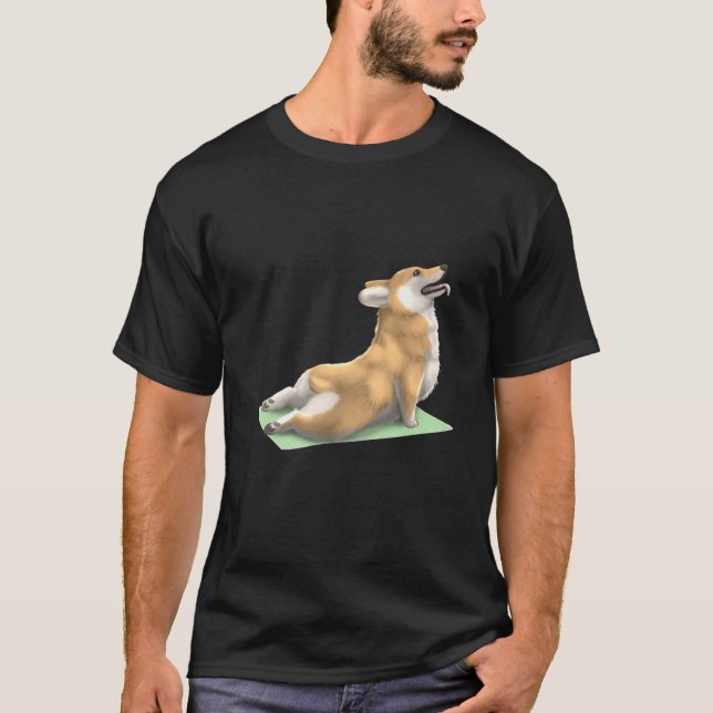 Camiseta Pembroke Welsh Corgi Perro Yoga Pose Meditación Ze (Anverso)