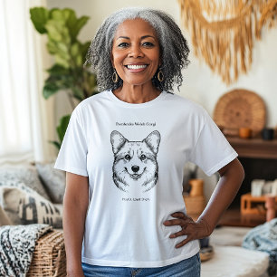 Camiseta Pembroke Welsh Corgi Retrato Black Line Illustrat