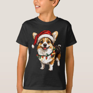Camiseta Pembroke Welsh Corgi Santa Christmas Tree Luces X
