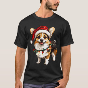 Camiseta Pembroke Welsh Corgi Santa Christmas Tree Luces X