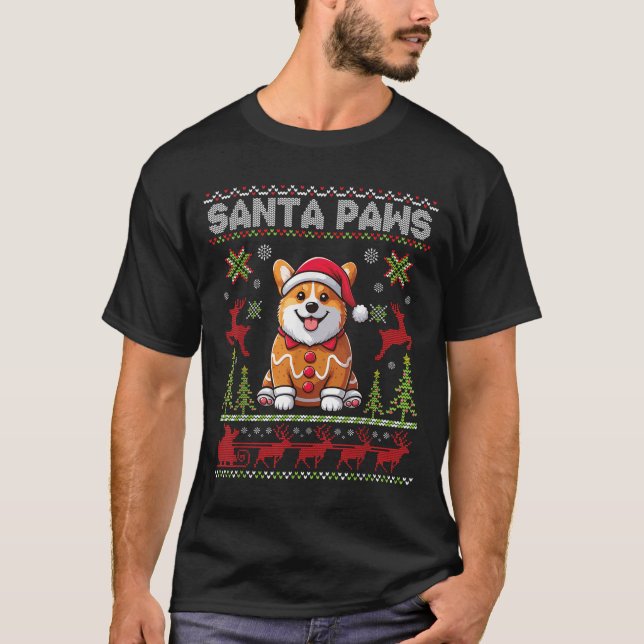 Camiseta Pembroke Welsh Corgi Santa Paws Merry Christmas Ug (Anverso)